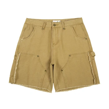 Уличная одежда Новые Летние однотонные брюки длиной до колен Мужские выстиранные винтажные мешковатые повседневные шорты Карго Оверсайз Harajuku Y2K Short