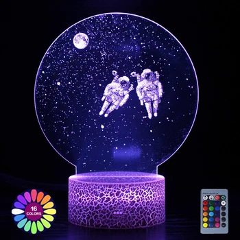 Новейший ночник астронавта для детей 3D Иллюзионная лампа Вселенная Космическая светодиодная настольная лампа Милый декор комнаты Подарок на день рождения для мальчиков и девочек