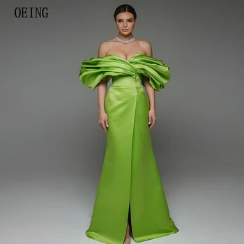 OEING 2024 Изумрудно-зеленое вечернее праздничное платье, плиссированный модный наряд с открытыми плечами для женщин, вечернее платье с корсетом сзади