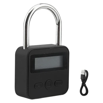 Металлический замок с таймером, перезаряжаемый через USB ЖК-дисплей из черного сплава, многофункциональный электронный замок с таймером