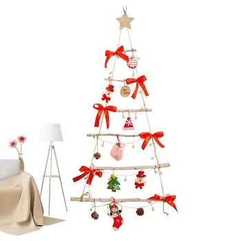 Рождественская елка-лестница со звездой, эстетичная и атмосферная плоская рождественская елка, сезонные декорации со встроенной подсветкой для учебы