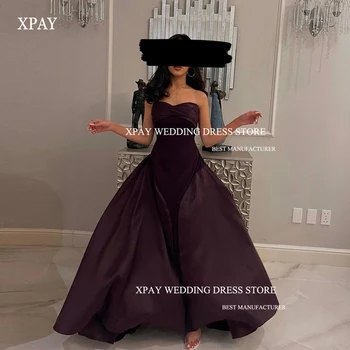 XPAY Простые вечерние платья трапециевидной формы без бретелек длиной до пола, без рукавов, арабское женское платье для выпускного вечера, вечернее платье