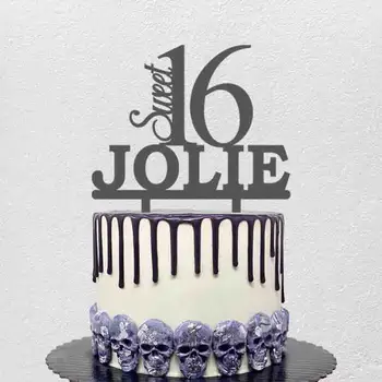 Персонализированный Топпер для торта на День Рождения Sweet 16 Пользовательское имя Возраст 16-летие Украшение Торта Топпер для вечеринки по случаю Дня рождения