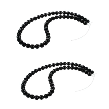 2X Круглых черных ониксовых драгоценных россыпных бусин из полудрагоценных камней 8 мм