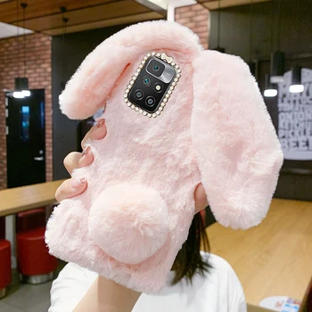 Для Xiaomi Redmi 10 Note 10s 11s 11 Pro 11T 9C 10C Чехол для телефона из кроличьего пушистого меха POCO M3 M4 Pro 5G M5 F5 POCO X3 X4 X5 Case