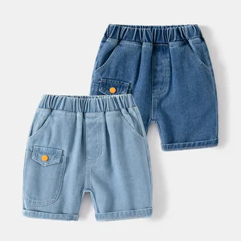 Детские джинсовые шорты для маленьких мальчиков и девочек, крутые джинсы с карманами, новинка 2023 года, летние джинсовые штаны для малышей, шорты, детская одежда от 1 до 6 лет