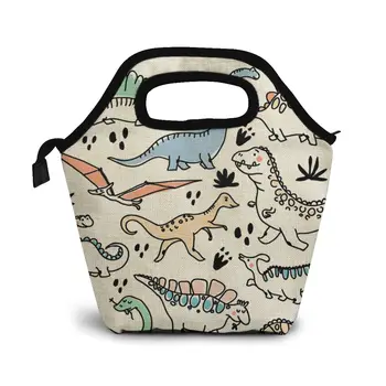 Дорожные сумки для ланча с принтом динозавра из мультфильма, удлиненная изоляционная сумка, Женская сумка-холодильник, теплая коробка для Бенто для детей, ланч-бокс