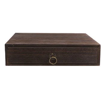 Винтажная деревянная коробка для организации рабочего стола Многослойный ящик для хранения ювелирных изделий Пылезащитный ящик для документов с ручкой