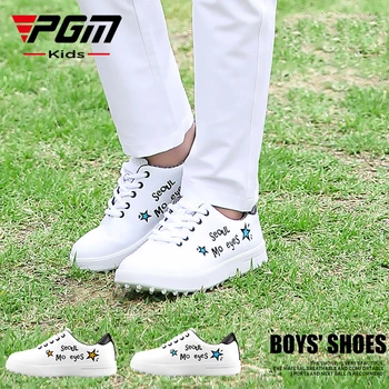 Обувь для гольфа PGM Для мальчиков и девочек, Водонепроницаемая Легкая Мягкая и Дышащая Универсальная Спортивная Обувь Для улицы, Универсальная Белая Обувь XZ126