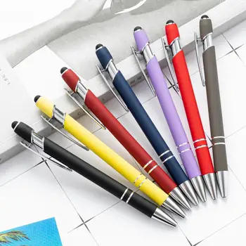 Шариковая ручка, нажимная металлическая ручка, ручка с алюминиевым стержнем, канцелярские принадлежности