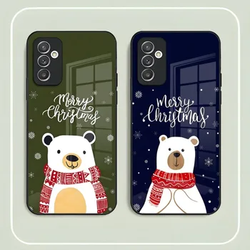 Рождественский Чехол Для Телефона С Изображением Белого Медведя, Стеклянный Чехол Для Samsung S30 S21 S22 S20 Pro Ultra Plus S7Edge S8 S9 S10E Plus Funda Cover
