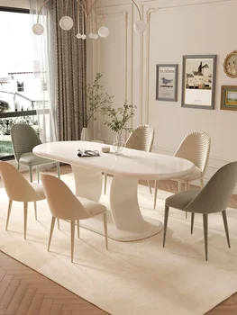 Обеденный стол и стулья в сочетании с домашними переговорами в винтажном стиле, повседневным овальным обеденным столом