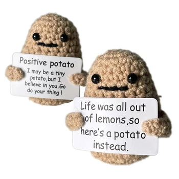 Забавная позитивная картофельная вязаная шерстяная кукла-картошка с украшениями в виде карточек-позитивов