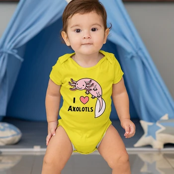 I Love Axolotls Newborn Baby Body Summer Harajuku Домашние Повседневные Боди Для Маленьких Мальчиков Европейская Мода Ropa De Bebe Дышащие