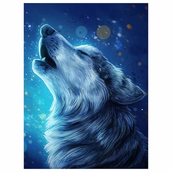 5D Алмазная Картина Воющий волк Пейзаж Полная Квадратная/Круглая Дрель Алмазная Вышивка Мозаичный Пейзаж Изображение Животного Закрытый Подарок