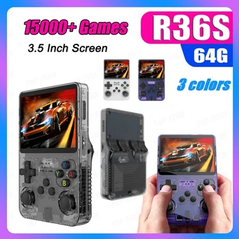 HOT-R36S Ретро Игровая Консоль 64 ГБ 15000 + Игр Linux Система 3,5-Дюймовый IPS Экран Портативный Карманный Игровой Плеер Для Детей
