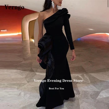 Verngo Винтажные черные платья для выпускного вечера из эластичного атласа 