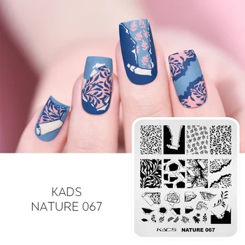 KADS Nature 067 Пластины для стемпинга ногтей Шаблон для дизайна ногтей Обои из нержавеющей стали Дизайн ногтей в виде листьев Трафареты для печати на ногтях