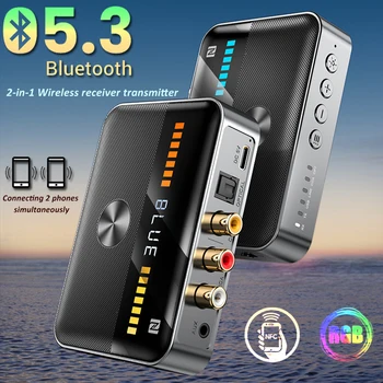 Передатчик-приемник 2 в 1 Bluetooth 5.3 3,5 ММ AUX aptX Адаптивный беспроводной адаптер LL HD для подключения двух Bluetooth-гарнитур телефонов
