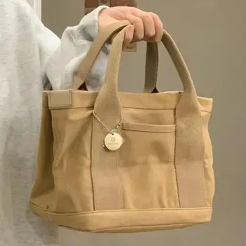 Холщовая сумка для ланча, Термоизолированная Сумка для пикника с отделением для продуктов, сумка-тоут для женщин и мужчин