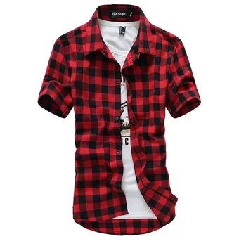 Блузка в клетку Chemie 2022, мужская красная рубашка Homme, летняя и Новая Черная с коротким рукавом