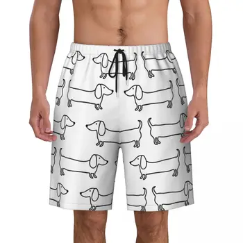 Мужские шорты Kawaii Dachshund, Повседневные пляжные шорты, Трусы, Быстросохнущие плавки для собак с сосисками