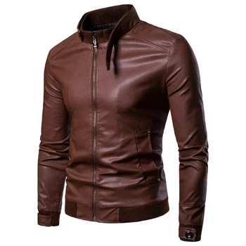 Новая британская модная кожаная куртка мужская мотоциклетная кожаная куртка в корейском стиле Мужская кожаная куртка
