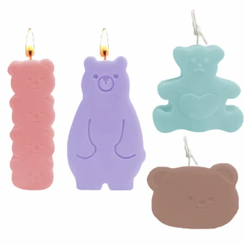 Силиконовая форма для свечей с мультяшным медвежонком, форма для мыла, геометрия головы любимого медведя, сделай САМ, Изготовление свечей, подарки, ремесло, домашний декор