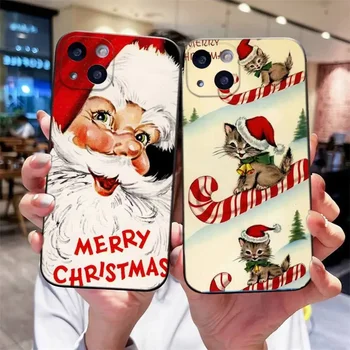Рождественский Чехол Для Телефона Санта Клаус Лось Для iPhone 15 14 13 12 11 Plus Pro Max XR XS X 7 8 Plus SE Mini Силиконовый Мягкий