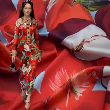 Модная ткань для подиума Big Fashion Цифровая печать Атласная ткань Red Apple Специальная Бесплатная доставка