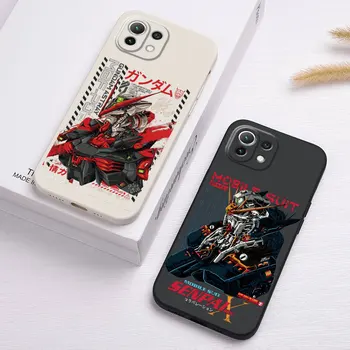 Чехол для Телефона Xiaomi Redmi 9T 10A 9C 9A Note 10 11 12 12 8 9 10C 10 K40 Pro Robot Gundam Аниме Силиконовый Квадратный Жидкий Чехол