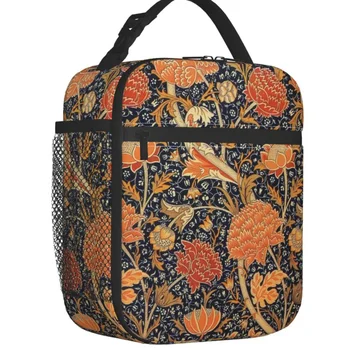 Изготовленная на заказ сумка для ланча с цветочным рисунком William Morris Orange Cray Женская Теплая сумка-холодильник с изоляцией для ланча для учащихся школы