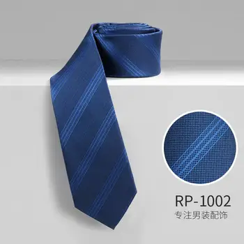 Галстук RONGZHI, мужское деловое повседневное платье в сине-белую полоску, профессиональный лектор, работа джентльмена, 7-сантиметровый галстук для рук.