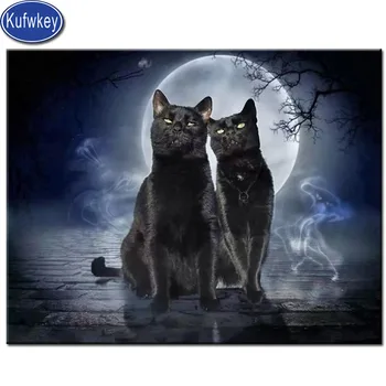 Хэллоуин, черные кошки, лунная ночь, алмазная живопись полная дрель алмазная вышивка полный комплект мозаичное украшение Стразами ремесло