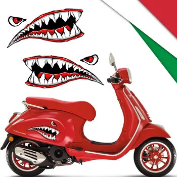 Светоотражающие Мотоциклетные Наклейки С Изображением Зубов Акулы Для Vespa PIAGGIO GTS GTV LXV LT PX 50 125 150 250 300ie Sprint Primavera Super