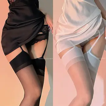 Женские сексуальные чулки для тела, кружевной мягкий топ, чулки до бедра + пояс с подвязками выше колена, колготки с цветочным рисунком внизу
