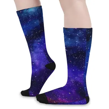Красочные чулки Galaxy, женские Мужские фиолетовые и синие носки, качественные современные носки, нескользящие носки на заказ, идея подарка