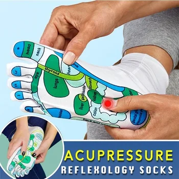 1 Пара носков для акупрессуры, Физиотерапевтический массаж, снимающий усталость ног, Рефлексологические носки, носки для точечных воздействий на стопы, Полная иллюстрация на английском языке