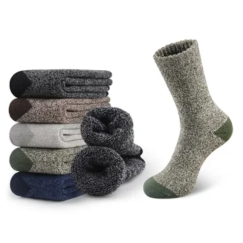 5 пар носков из шерсти мериноса для мужчин, толстые термоноски, теплые зимние носки для занятий спортом на открытом воздухе, Дышащие походные носки от холода