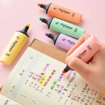 5шт цветной маркер Macaron ручка-хайлайтер Мягкие цвета выделяют точечный вкладыш Канцелярские принадлежности Школьные принадлежности милые