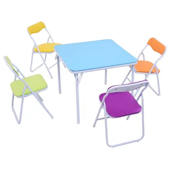 Дешевые красочные складные металлические детские учебные партийные столы и стулья, установленные для детей