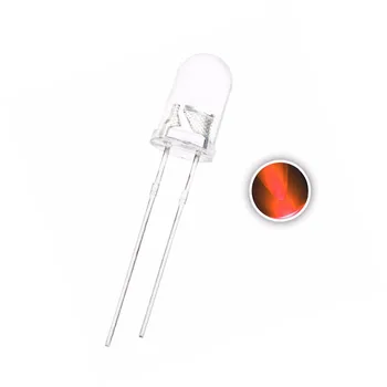 100ШТ, 5 ММ Оранжевый DIP LED, Прозрачная Вода, 600-610 нм, Круглая Головка, 20 мА 2 В, Сверхяркая Лампа