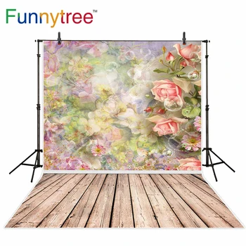 Фон Funnytree для фотосъемки винтажный цветок весенняя живопись фон для деревянного пола фотостудия photobooth фотосессия