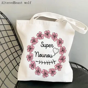 Коллекция женских холщовых сумок через плечо super nounou premium femme Shopping Bag Harajuku Shopping Handbags Tote для влюбленных девушек