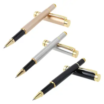 Роскошная металлическая шариковая ручка, черные гелевые ручки, канцелярские принадлежности для офиса