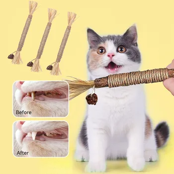 Игрушки для кошек Silvervine, жевательная палочка, палочки для закусок для домашних животных, натуральный материал с кошачьей мятой для кошек, чистящие зубы кошачьи принадлежности