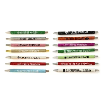 J6PA, 7 предметов, блестящая выдвижная шариковая ручка, Рождественская ручка, забавные ручки для Хэллоуина