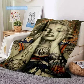 Покрывало Marilyn Monroee из мягкой фланели, тонкие одеяла для кровати, чехол для дивана, покрывало для пикника в домашнем стиле, покрывало для кроватей